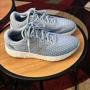 New Balance Powder Blue Knit Athletic Sneakers